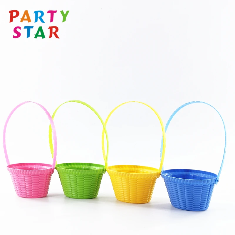 Halloween Easter Plastic Egg Basket Multicolor Custom Handmade Woven Decorative Basket