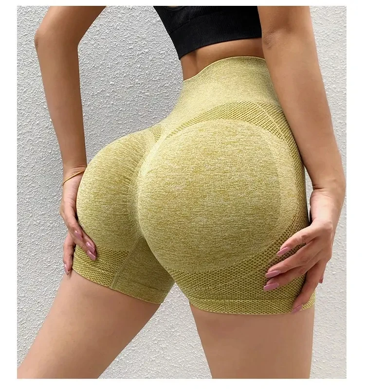 Women Seamless Sports Yoga Shorts Jogging Fitness High Waist Push Up Gym Short Pants Lightweight Running Yoga Legging Shorts