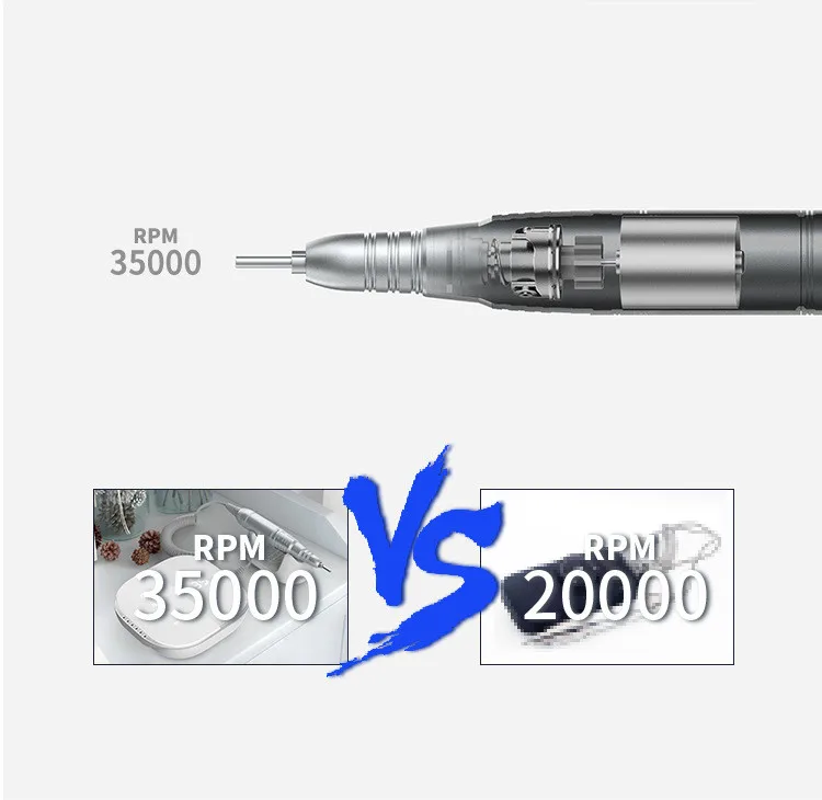 Manicure Salon Nail Polish Removal Machine 35000Rpm Display Screen Electric Nail Drill Machine