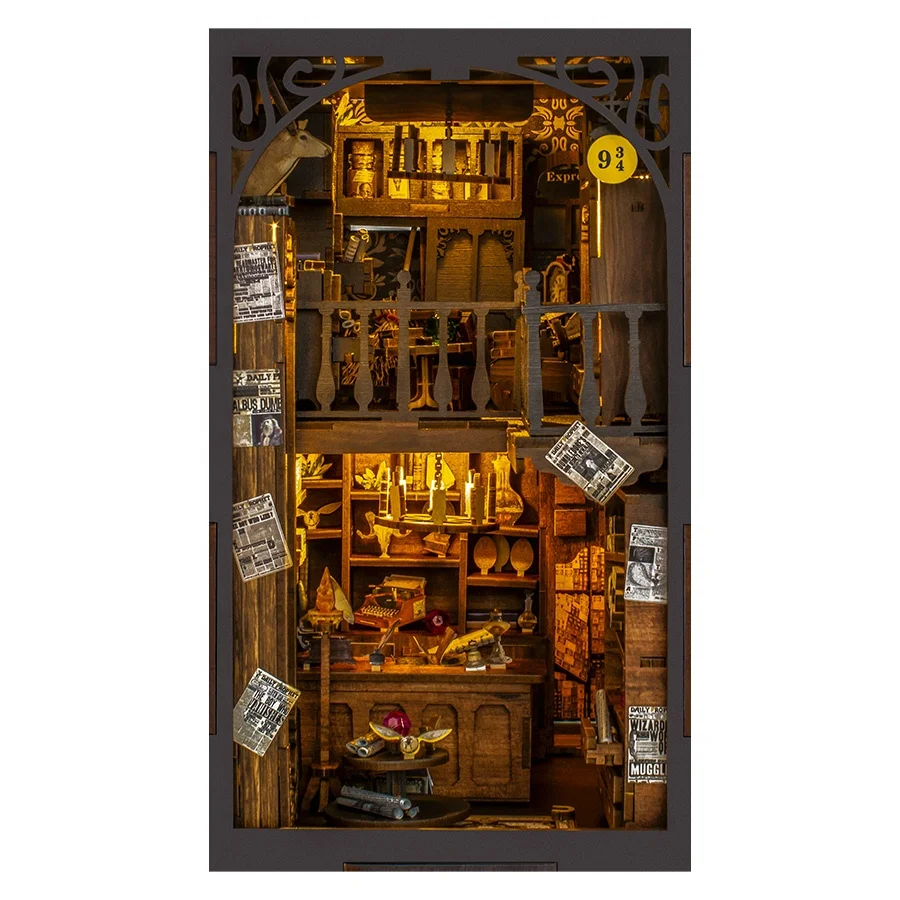 Hot Selling Handicrafts 3D Wooden Puzzle Magic Pharmacist DIY Book Nook For Gift Book Nook Kit