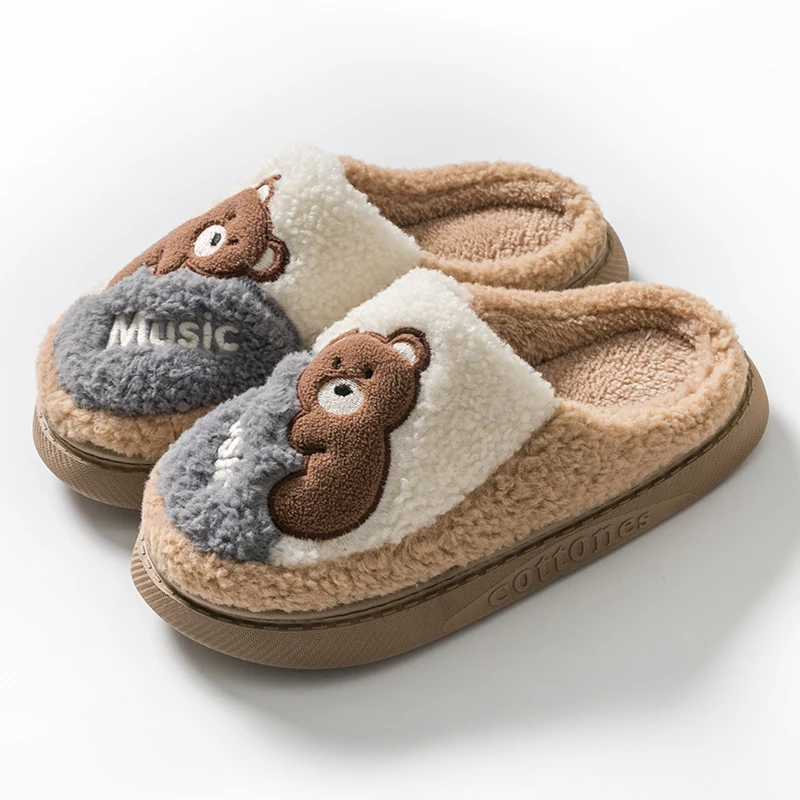 2021 New arrival winter warm home household room soft plush furry cute lovely cartoon slides slippers