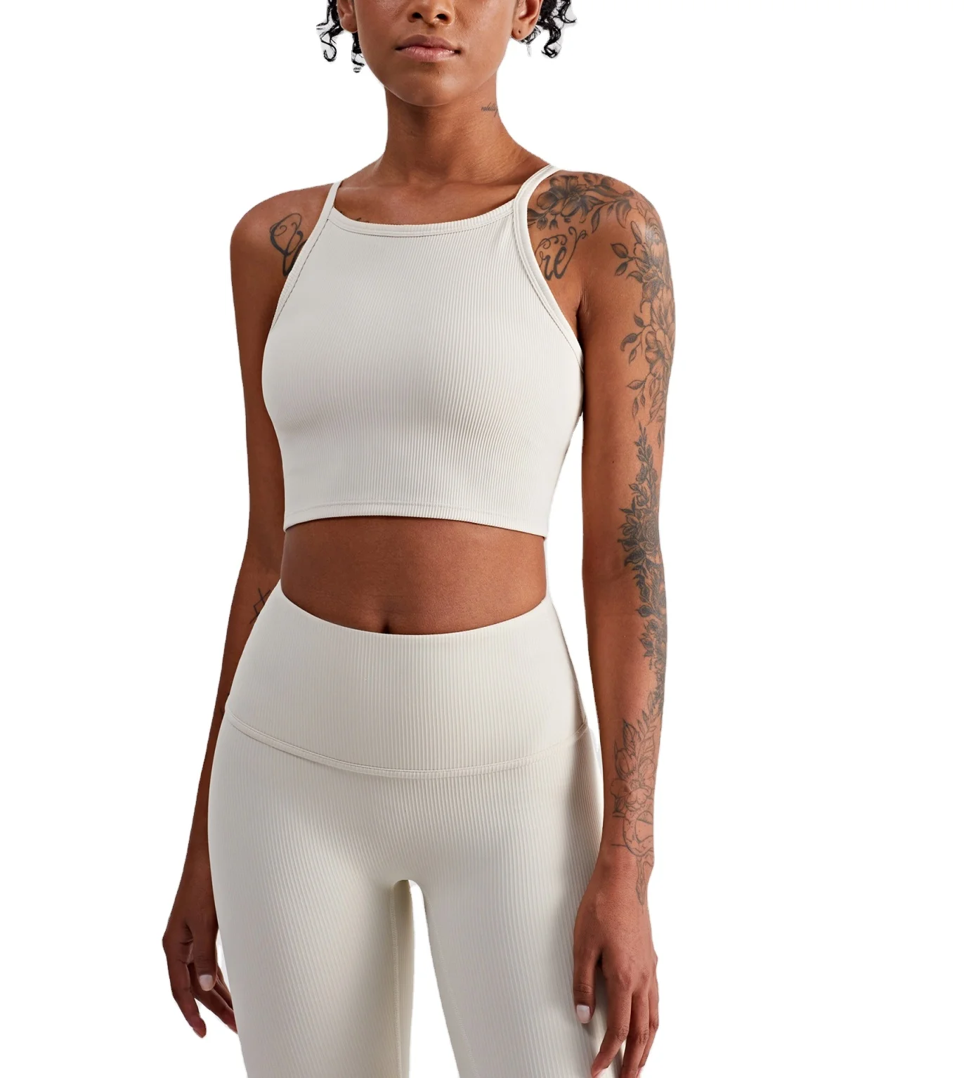 Wholesale Ribbed High Neck Yoga Crop Top Women Gym Fitness Sportswear Yoga Bra Top Ladies Yoga Tanks