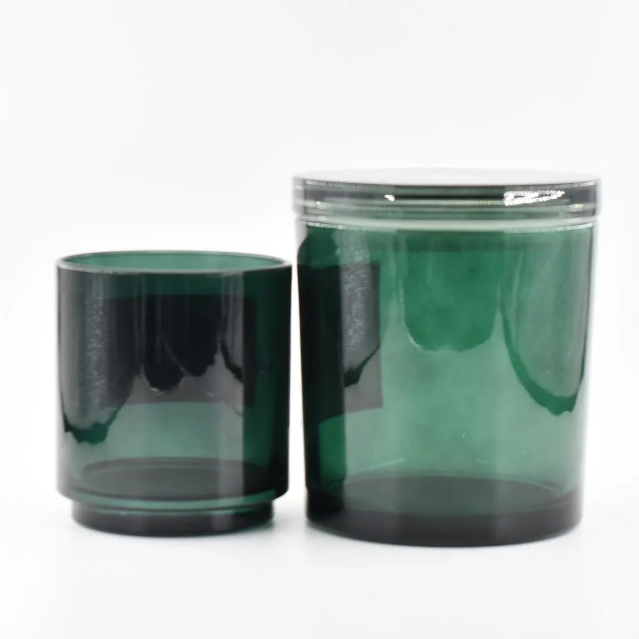 Private Label Large Recycled Translucent Luxury Empty Green Cylinder Glass Candle Jar Vessel from China