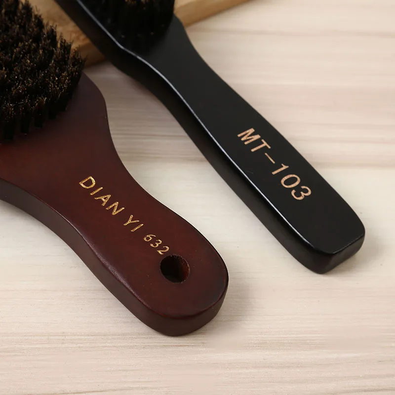 Custom LOGO wooden boar bristle whiskers shaving beard brush with handle wood clear beard moustache comb neck brush for Men