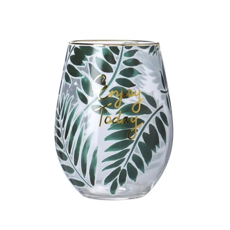 Wedding custom glassware clear luxury crystal stemless red wine glass set of 6