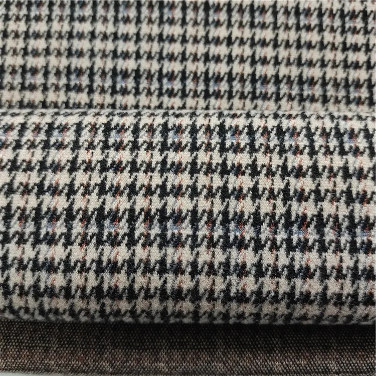Good quality 100% Polyester knit jacquard herringbone tweed wool fabric for overcoat suit jacket garment