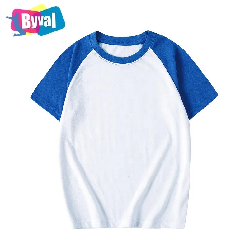 Byval wholesale Best Selling  Blank 100% Cotton Children Tee Short Sleeves Kids T Shirts With Custom Logo Raglan Sleeve