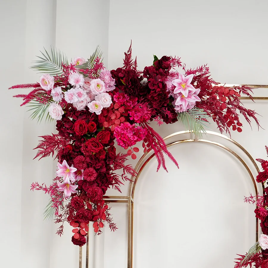 Fall Wedding Corner Arch Flowers Centerpieces Silk Red Rose Artificial Flower Balls