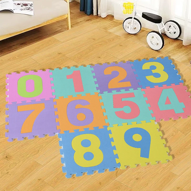 SHENGDE Washable 30x30 Interlock Modern Kid Baby Play Rug Number Letter Alphabet Exercise Floor Mat EVA Foam Puzzle Mat Set