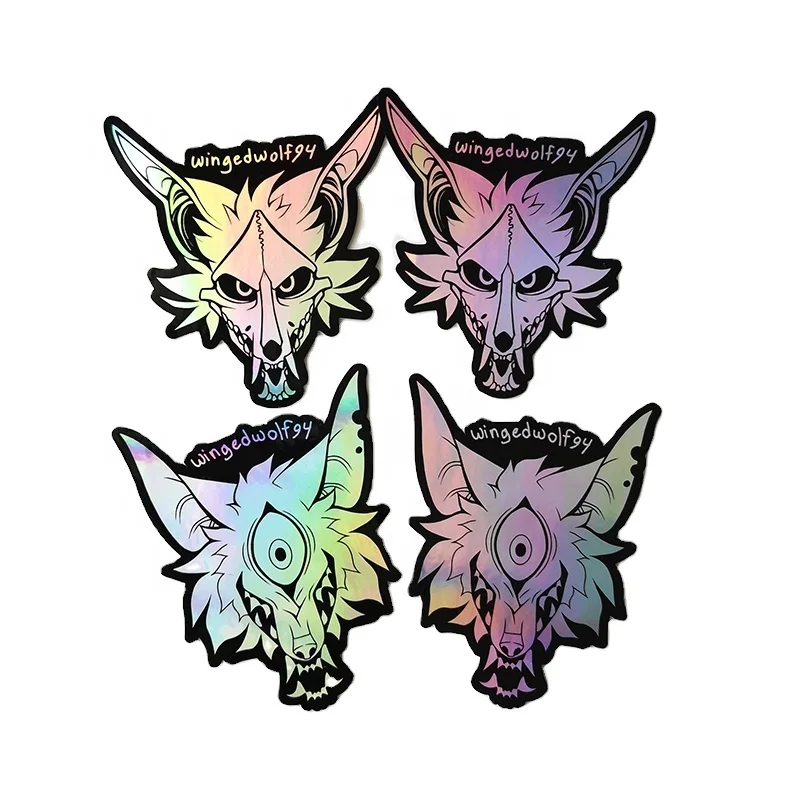 Сделанные на заказ оптом блестящие эстетические декоративные вырезанные виниловые голографические этикетки милые наклейки для