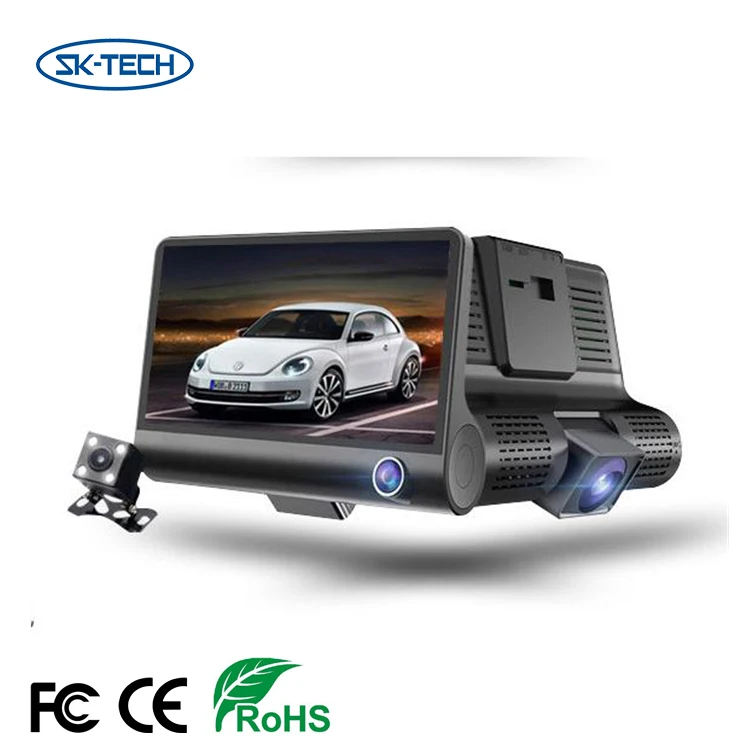 
4.0 Inch IPS Screen Car Black Box 3 Cameras Lens Dual Lens Video Recorder Car DVR Car Camera Dash Cam with Rearview Camera 