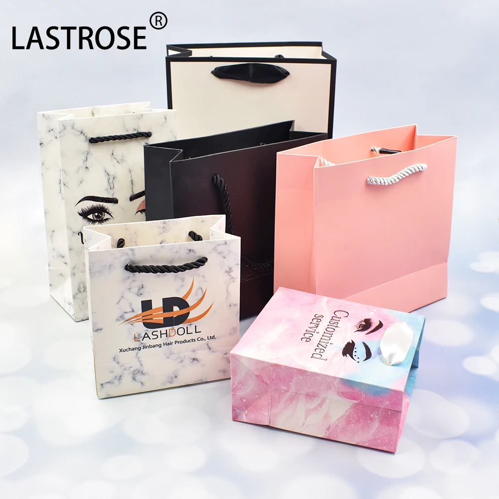 wholesale private logo printed kraft paper handbag for cosmetics private label gift bag packaging empty hand bags