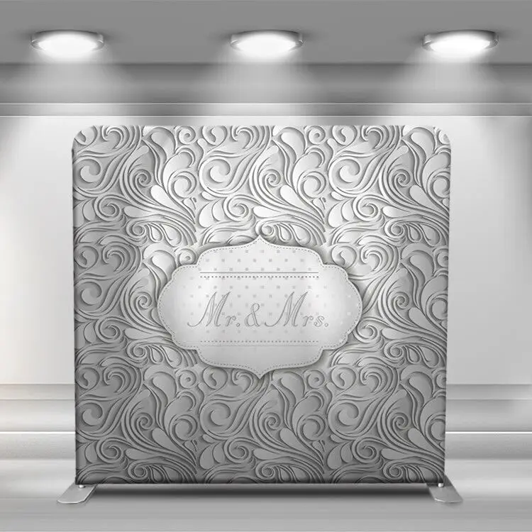 Portable lightweight durable 8x8ft aluminum tube stand tension fabric printing pillow case photo booth backdrop