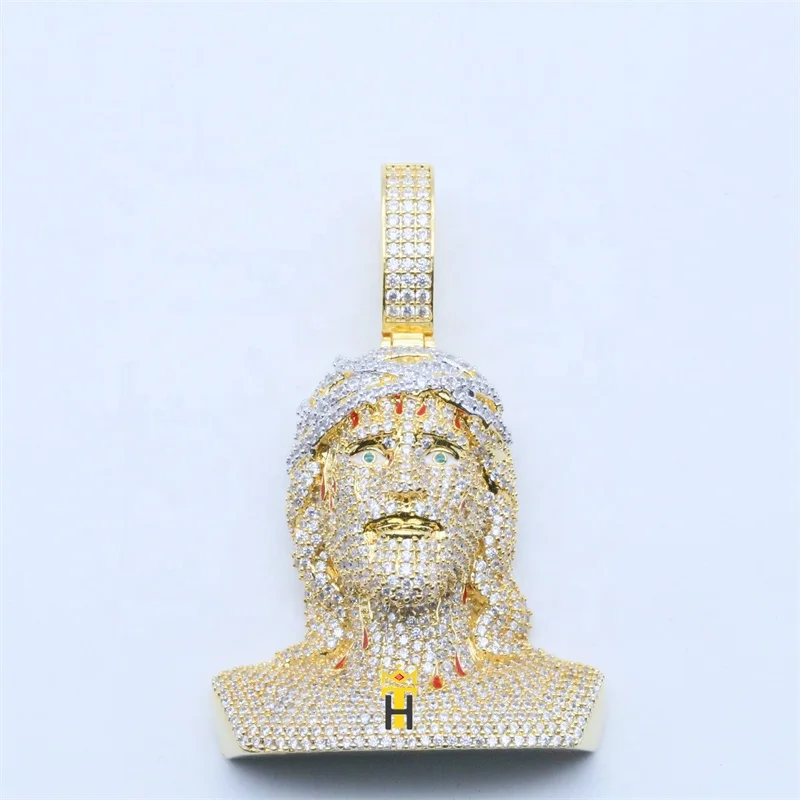 Luxury diamond 925 sterling silver pendant full paved cz diamond pendant hiphop religious jesus pendant
