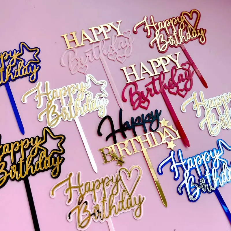 High Quality Plastic Cake Topper Party Decoration Happy Birthday Letter Cake Topper