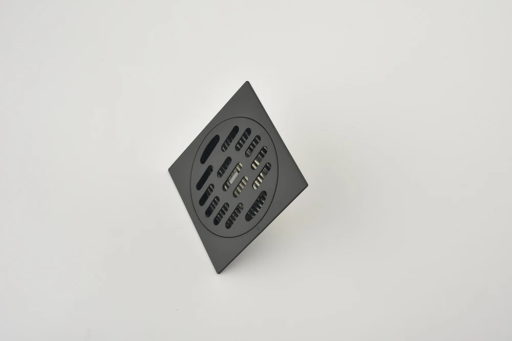 4-inch black all copper shower floor drainusing  for quick drainage with ceramic tiles inserted into square drainage pipes