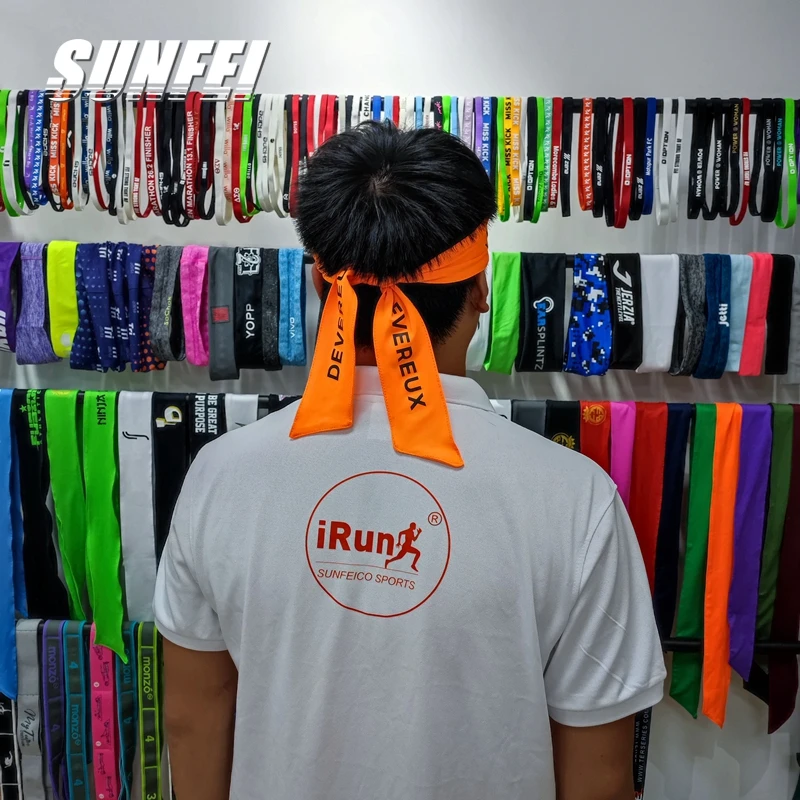 iRun Custom Printed Tie Headband Unisex Fabric Sweatband Moisture Wicking Tie Sport Head bands for Running Tennis Ninja Headband