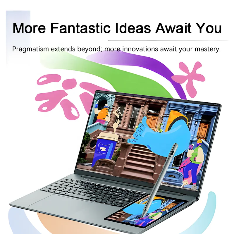 i5 i7 Business Laptops 15.6 inch dual screen laptop 7inch touchscreen 1920x1080 IPS brand new bulk purchase computer pc