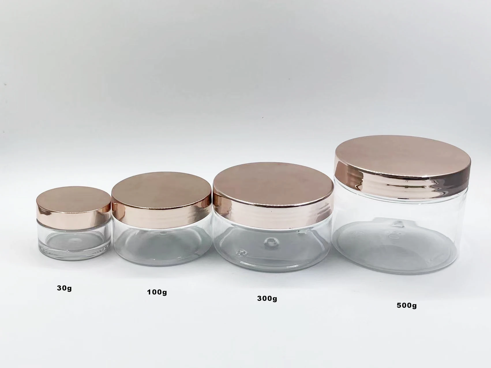 Cosmetic jar and container 4 oz plastic jars white cosmetic jars with lids rose gold custom logo