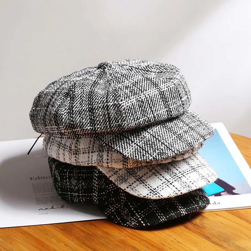 Шапка художника легко сочетается на весну и лето Модный берет в английскую клетку заказ