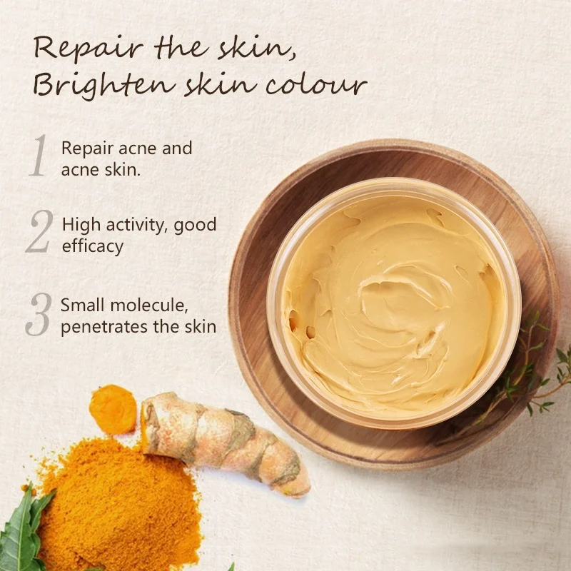 
New Arrivals 2021 Beauty Tumeric Skin Care Natural Betonite Mud Vitamine C Anti-acne Blackhead Turmeric Face Clay Mask 