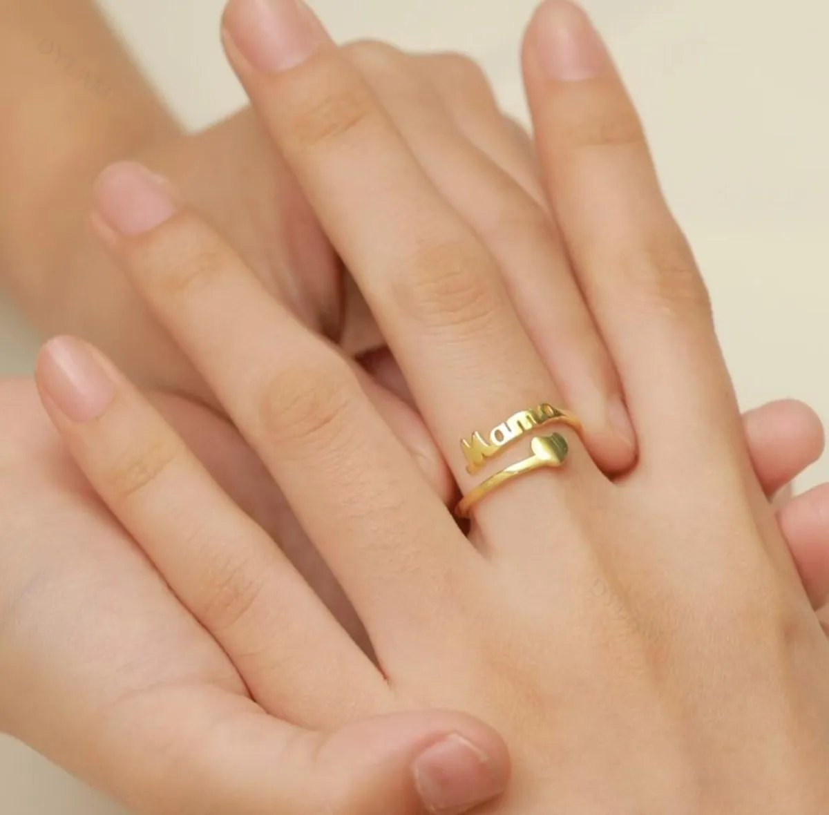 Dylam Customized Stoned 18K Gold Plated Adjustable Ring S925 Sterling Silver Figt For MAMA Rings Jewelry Women Hollow Heart Sets