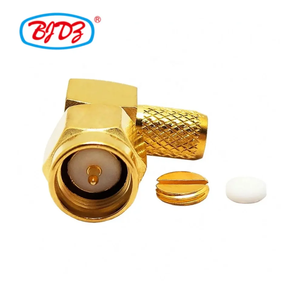 Factory supply SMA Male Plug 90 degree right angle for H-155 H155 LMR240 RG59 RG8X 4D-FB RF Coax Coaxial connectors in stock
