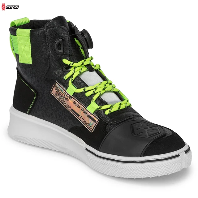 Mens Microfiber Speed Biker Motorcycle Dirtbike Boots For Men Shoes Motorsports Wear