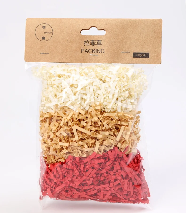 
China Suppliers Custom Color Decorative Raffia Shredded Paper for Candy Boxes Filler 