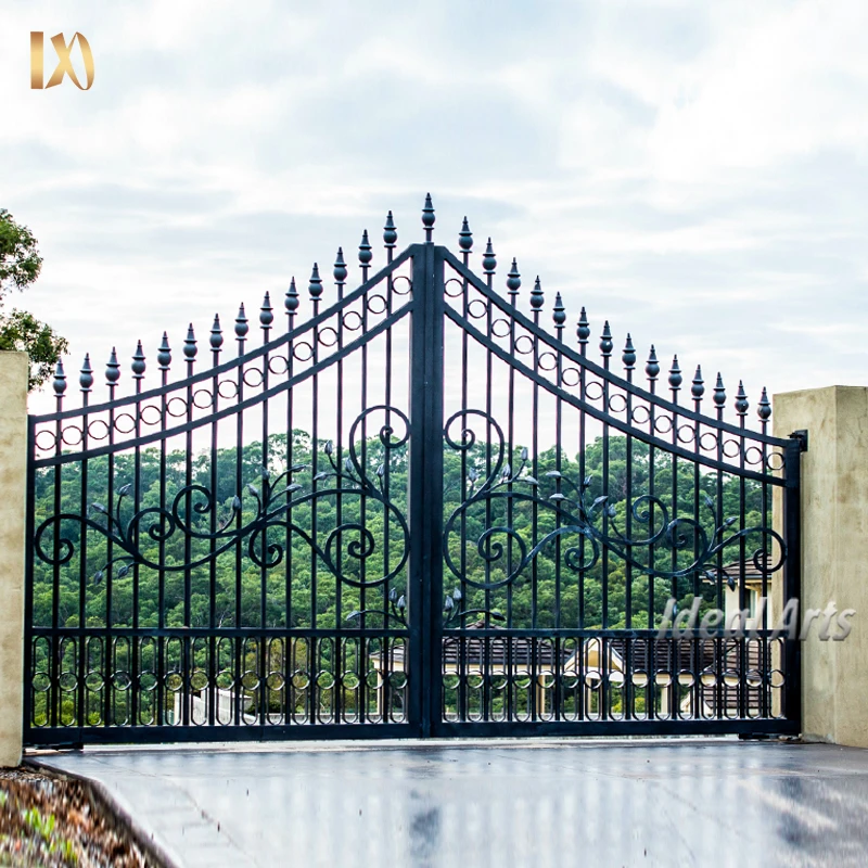 Supplier outdoor modern large luxury double door lron gates wrought lron driveway gate designs