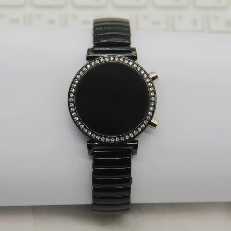 Wholesale Fashion Elastic band Diamond wrist watches Led Digital Electronic Lady watch