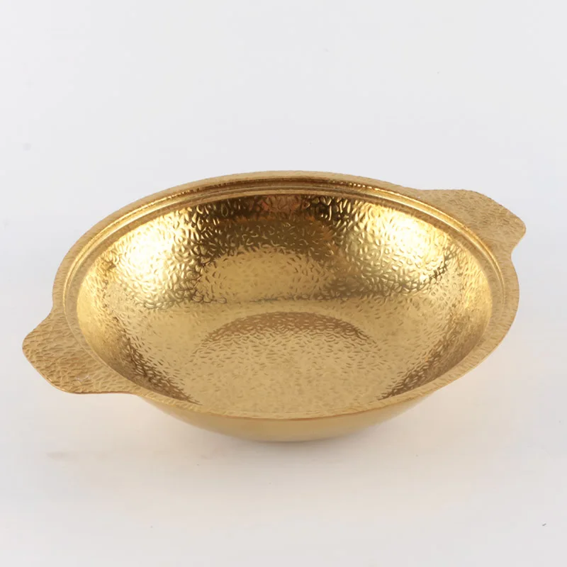 Stainless Steel Hammered Gold Round Seafood Paella Pan With Double Handle tableware pot Casserole pot