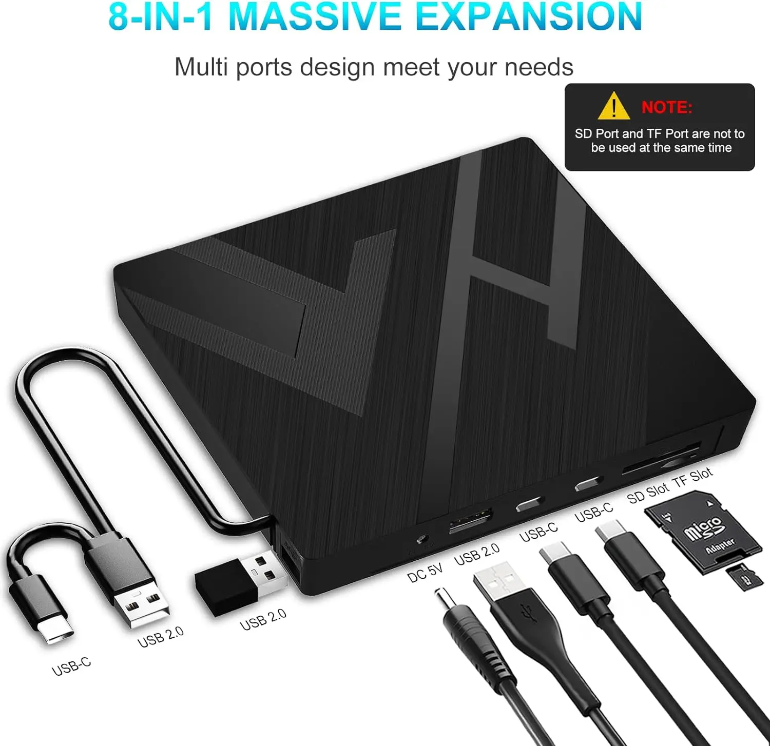 5-in-1 EDD31 External DVD Drive Type-C+USB3.0 Free Drive Tray Optical CD-RW DVD-RW Writer Burner For Mac Wins10 Laptop Computer