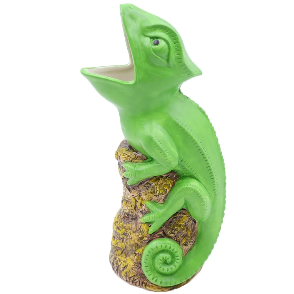 Ручная работа оптовая продажа Высококачественная декоративная посуда гавайская тропическая тематическая керамическая зеленая кружка-Хамелеон на камне