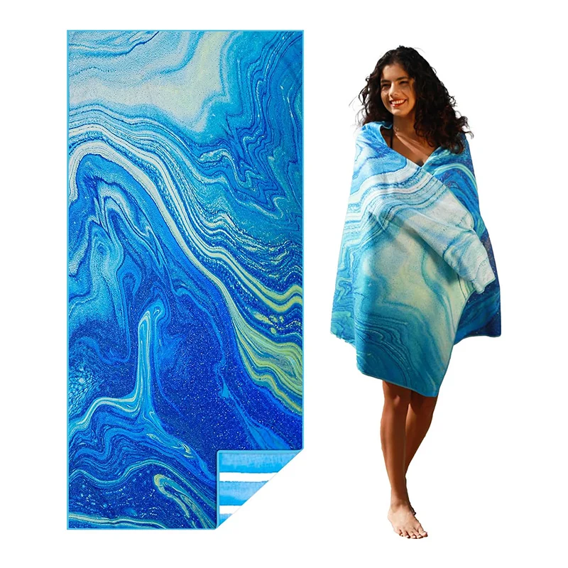 Dual-Sided Microfiber Beach Towel Wool and Fleece for Bath and Travel Customizable Logo Sports Pattern Polyester Material