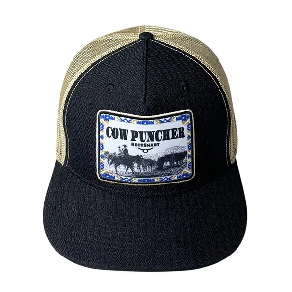 Custom PVC Patch Flat Brim Hydro Baseball Hat Waterproof 2 Tone Snap Back Sport Cow Puncher 5 Panel Trucker Caps