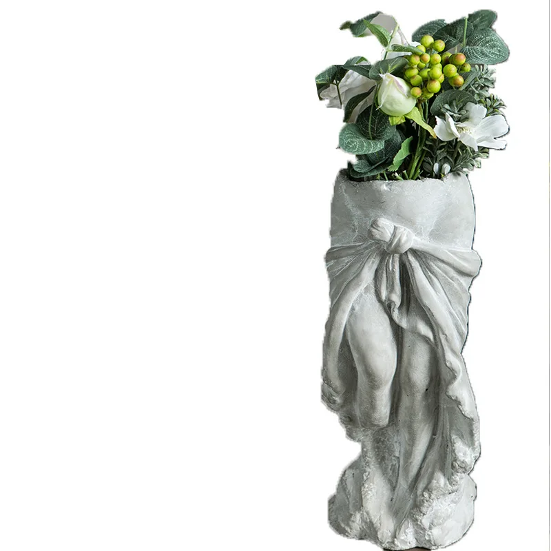 
European-style Portrait Statue Flower Vase Creative Outdoor Garden Decoration Bust Figure Sculpture Cement Plant Pot For Sale 