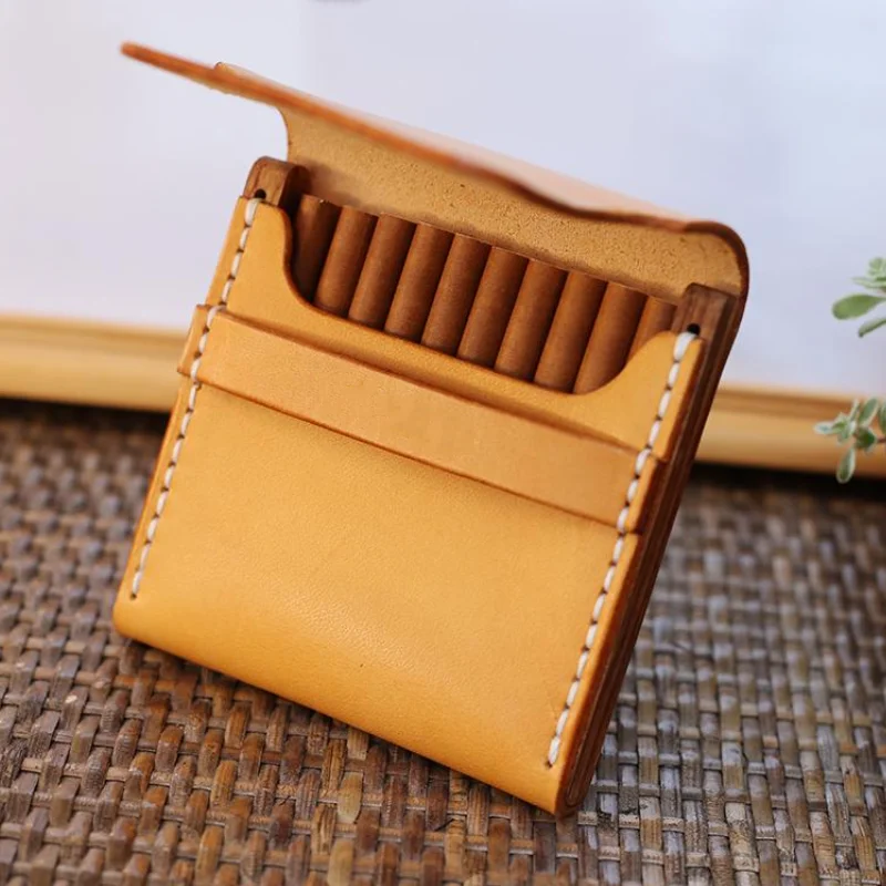 Classic Leather Fireworks Case Portable Cigaretteeding Holder Wooden Cover Great Gift