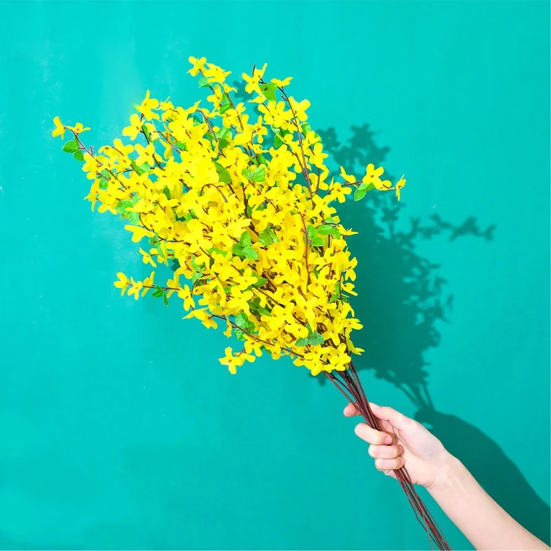Artificial Single Winter Jasmine Decorative Flowers Flowers Full Shape Realistic, Suitable for Home &office& Garden Decoration.