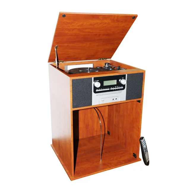 Vintage Classic wooden Gramophone with Turntable Player CD Pleayer AM/FM Radio