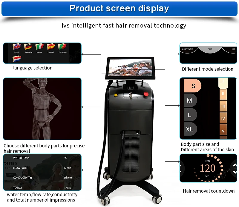 2022 ice big power laser hair removal  808nm 755nm 1064nm diode laser hair permernent hair removal machine