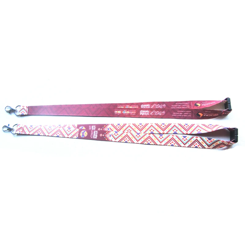 Hot sell custom logo zigzag pattern heat transfer neck strap safety breakaway lanyard with swivel metal clip