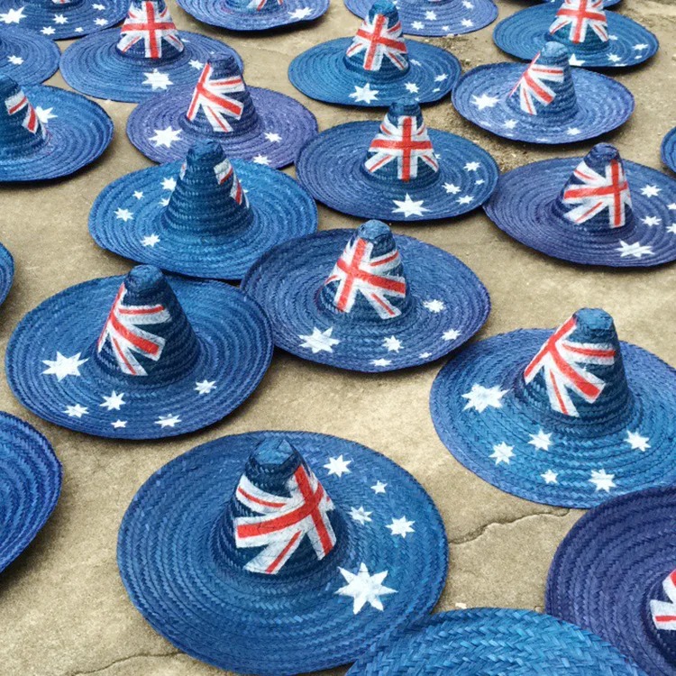 2022 Wholesale Fashion Custom Handmade Pure Natural Straw American Flag Jakijayi Mexican Lifeguard Beach Straw Hat Sombrero Hats