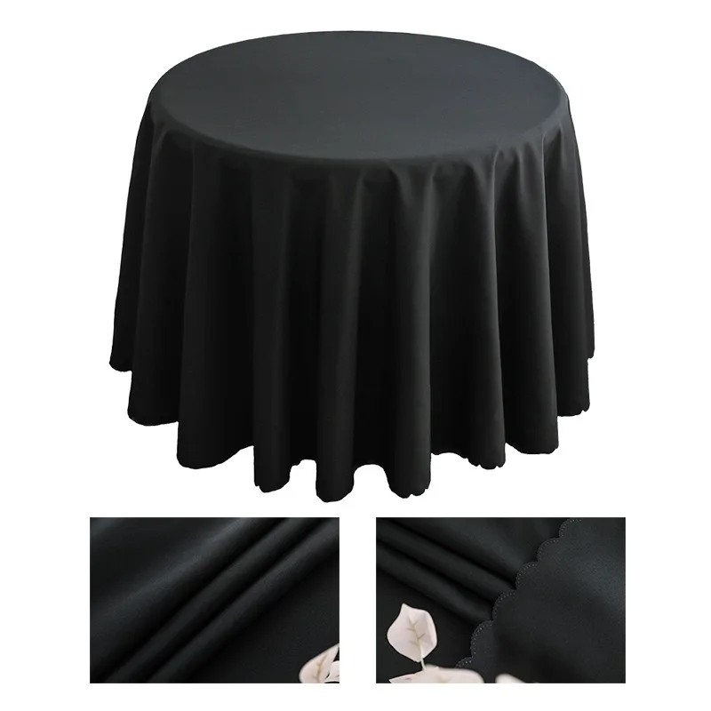 Custom Plain Round Spun Polyester Round Superior Shrinkage Resistance Dinning Table Cover Tablecloth
