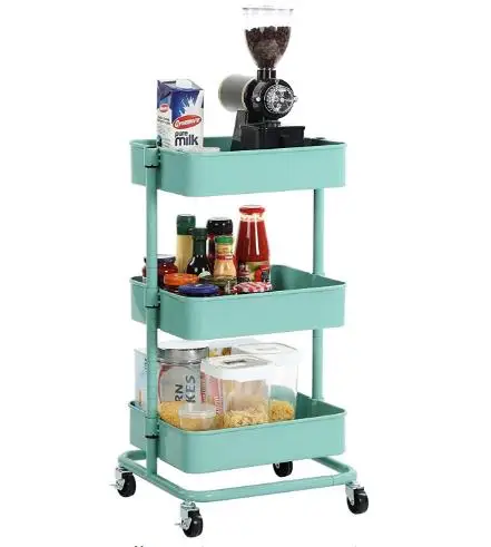 Iron 3-Tier Single Tube Storage Trolley For Dining Room