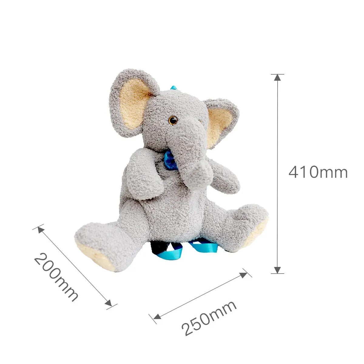 Hot sale big cute fashion gray elephant plush stuffed backpack for kids and adults