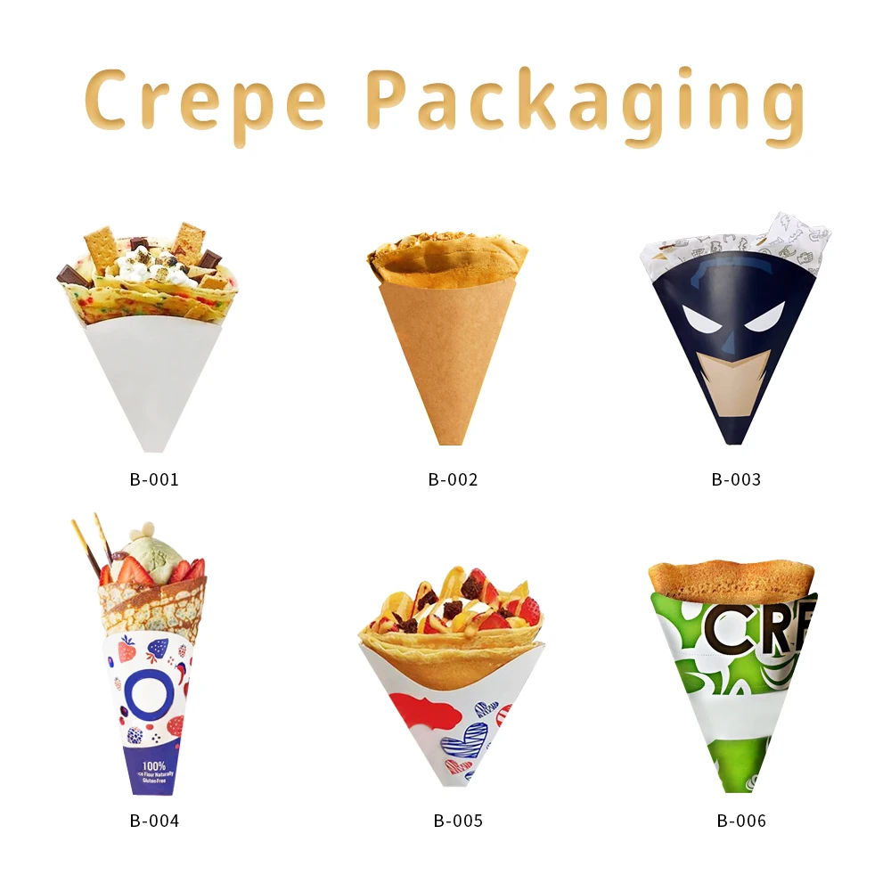 Custom Pancake Waffle Disposable Takeaway Packaging Sweet Crepes Take Away Box Roll Paper