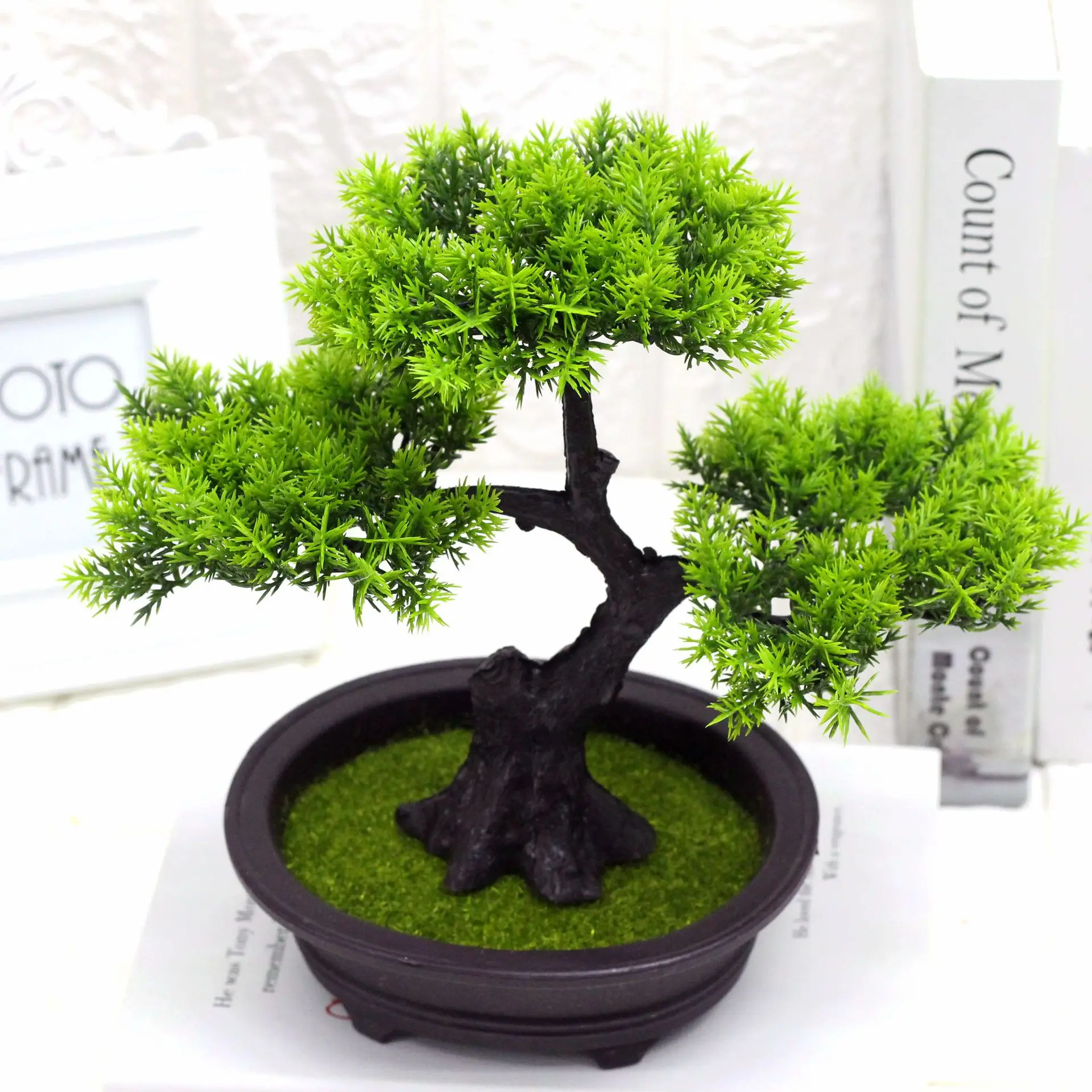 High quality simulation welcome pine bonsai plant flowers pots bonsai artificial plants for home decor