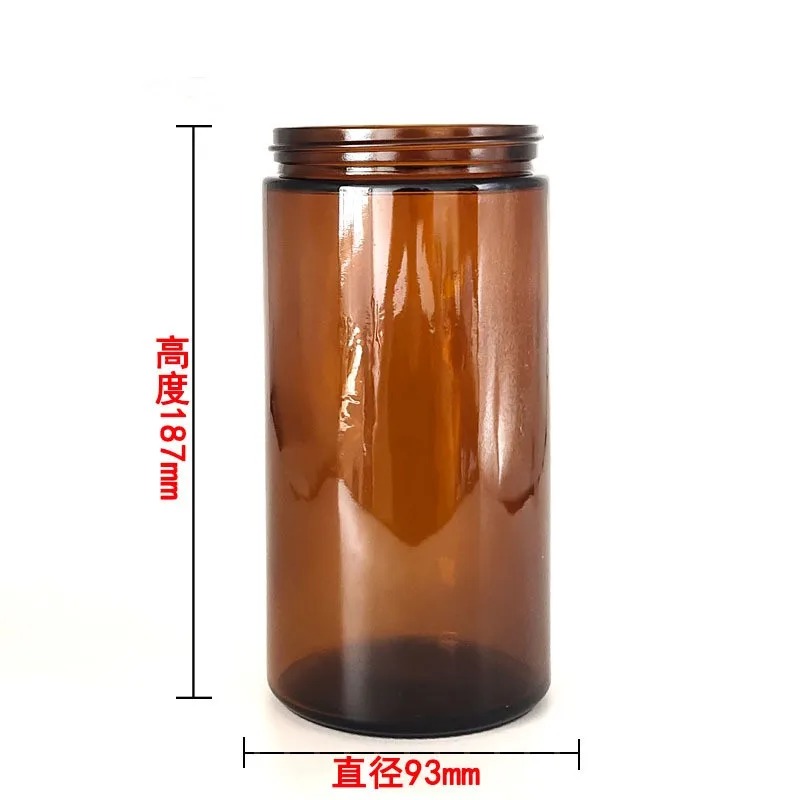 100ml 250ml 500ml 1000ml amber glass candle jar with black cap 16oz brown big mouth Soil sampling glass bottle
