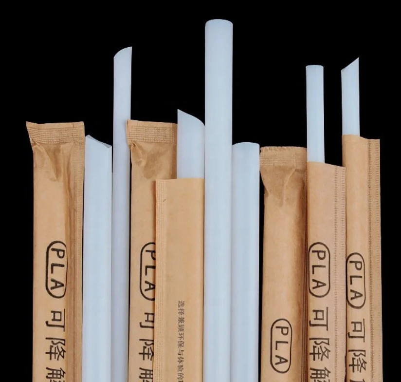 12mm Jumbo Straws Drinking Bubble Tea Tilted PLA Straw 100% Corn Starch for Smoothie Milkshake in Natural Color